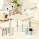 Height-Adjustable Kids Table and Chairs, 31.5''L x 23.6''W Toddler Table and 4 Chairs Set with Anti-Slip Foot Covers, Children Activity Table for Ages 2-10, Graffiti Desktop by CozyNest Decor