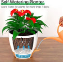 ZMTECH 8 Inch Hanging Planters for Indoor Outdoor Plants, 2 Pack Self Watering Hanging Plant Pots with Drainage Holes and Removable Saucer, Plastic Flower Hanging Pots with Watering Lip (White) by CozyNest Decor