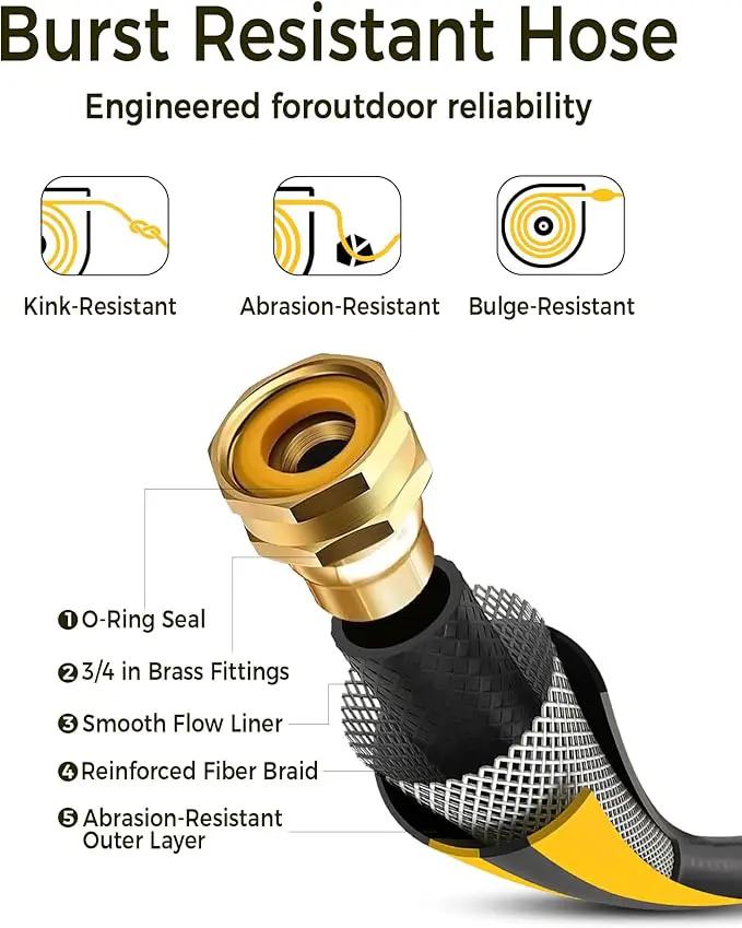 Retractable Garden Hose Reel 1/2 in x 130 ft, 2025 Upgraded Dual Ratchet Lock UV & Freeze Protection Brass Seal Slow Retraction Anti-Tangle Hose 180°Swivel Reinforced Scaffold Wall Mount, photo 3 of 9