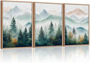 HLNIUC Misty Mountain Forest Framed Wall Art Set,Green Fog Pine Tree Wall Decor,White Foggy Forest Senic Canvas Wall Painting,Fogforest Landscape Art Print for Living Room,Bedroom,Office - 16”x24”x3 by CozyNest Decor