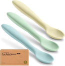 KeaBabies Silicone Baby Spoons, Self Feeding 6-12 months - 3-Pack Baby Weaning Eating Utensils,Toddler First Food Training Spoon,Infant,Kids Feeding Supplies Essential Set,Dishwasher-safe (Pastel Sky) by TinyTreasures Baby Boutique