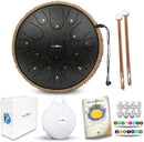 The Balmy Drum - 15 Note 14 Inch Steel Tongue Drum, Steel Drum Instrument, Drums For Children and Adults, Balmy Drum Set for Kids with Music Book, Handpan, Mallet and Carry Bag (Black) by TinyTreasures Baby Boutique