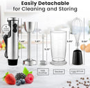 Zulay 4-in-1 Immersion Stick Mixer Hand Blender - 800 Watts, 12 Speeds, 5-ft Power Electric Cord, Handheld Portable, Stainless Steel Blades - With Whisk, Frother & Stick Blender Attachments - Black by TinyTreasures Baby Boutique