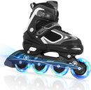Nattork Blade Roller Skates for Boys with Light Up Wheel, Outdoor & Indoor Illuminating Black Inline Skates for Boys Little Kids Toddler Ages 5-8 4 5 6, Beginners by TinyTreasures Baby Boutique