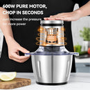 LINKChef Food Chopper, 8 Cup Food Processor Mini Electric, 2L 600W Meat Grinder with 4 Bi-Level Blades, Stainless Steel Mincer for Kitchen, Vegetable, Onion, Garlic, Salad, Baby Food, Fruit, Nuts by TinyTreasures Baby Boutique