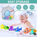 No Hole Mold Free Baby Bath Toys for Kids Ages 1-3,Water Toys for Babies and Toddlers,Ocean Animal Bath Toys for Bathtub,Shower,Beach, Pool,Water Table,Boys Girls Gifts with Storage Bag by TinyTreasures Baby Boutique