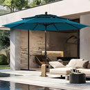 PHI VILLA 10ft Outdoor Patio Umbrellas for Outside, 3 Tier Vented Market Table Umbrella Windproof for Backyard, Deck, Garden, 1.5" Pole, Cyan（No Base） by GreenHaven Gardens