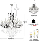Large Black Crystal Chandelier Light Fixtures, 18 Lights Modern Crystal Chandeliers for Dining Room,Staircase Hallway Living Room Entryway,2 Layers 41'' Foyer Chandelier by CozyNest Decor