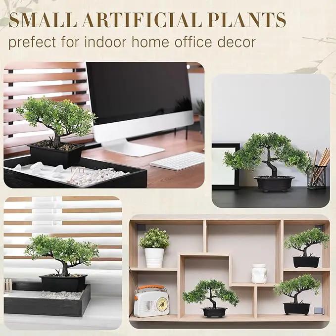 Jexine 4 Pack Artificial Bonsai Tree, Indoor Small Fake Plants in Pots for Home Table Office Desk Bathroom Shelf Bookshelf Bedroom Living Room Farmhouse Decorations, photo 7 of 7