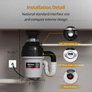 1 HP Garbage Disposal with Sound Reduction, TECASA Food Waste Disposer for Kitchen Sink, Septic Safe Garbage Disposal, Power Cord Included, Grey and Black - HyperCrush 100 by CozyNest Decor