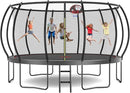 Tatub Large Trampolines Outdoor 10 12 14 15 16FT for Kids and Adults,Outdoor Recreational Pumpkin Trampolines with Curved Poles and Safety Enclosure Net, Basketball Hoop, Ladder by TinyTreasures Baby Boutique