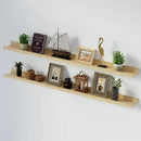 SAUMONIERES Picture Ledge Shelf Floating Book Shelves Set of 2 Wall Mounted Solid Wood for Bedroom Bathroom Living Room Kitchen, 55 Inch Natural by CozyNest Decor