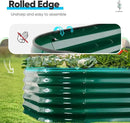 Quictent Galvanized Raised Garden Bed Kit, 6x3x1.5 ft Oval Metal Planter Box Tall for Vegetables Outdoor Backyard, Rubber Strip Edging Included, Dark Green
