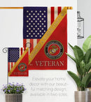 Home of Marine Corps Burlap Garden Flag - Set with Stand Armed Forces USMC Semper Fi United State American Military Veteran Retire Official House Banner Cemetery Yard Rememberance Veterans Day Gifts by GreenHaven Gardens