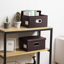 PRANDOM Collapsible Storage Box with Lid [1-Pack] Leather Fabric Foldable Storage Bin Organizer Container Basket Cube with Cover for Home Bedroom Closet Office Nursery Brown (13.6x9.6x6.9) by TinyTreasures Baby Boutique