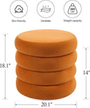 ONEVOG Round Storage Ottoman, 20" Small Ottomans Table with Removable Lid, Velvet Fabric Soft Footrest Stools for Couch, Upholstered Stuffed Circle Seat for Living Room/Bedroom/Dorm/Vanity, Orange by CozyNest Decor