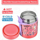 10oz Soup Thermo for Hot Food Kids,Lunch Thermo Kids Food Jar with Spoon Hot Insulated Food Containers,Leak Proof Stainless Steel Wide Mouth Lunch Food Thermo Jar for School(Pink-Flamingo) by TinyTreasures Baby Boutique