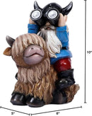 Garden Gnome Statues Resin Gnome Sitting on Highland Cow Solar Lights Outdoor Telescope Gnome Gifts for Yard, Patio Decor Gift(Cow Gnome) by GreenHaven Gardens