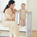 EvoNest Baby Crib, 11 in 1 Convertible Mini Crib with Wheels, 100% New Zealand Wood Growing Bed, 4 Adjustable Mattress Height,White by TinyTreasures Baby Boutique