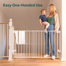 Cumbor 31.6-48" No Bottom Bar Baby Gate for Stairs, 2-in-1 Auto Close Dog Gate Indoor, Hardware Mounted Pet Gate for Doorways with Large Walk Thru Door, Child-Proof Safety Gate for Kids (White) by TinyTreasures Baby Boutique