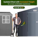 12x10 FT Metal Sheds & Outdoor Storage: Heavy Duty Garden Sheds with Dual Transparent Panels, DIY-installable Windows & Lockable Doors, Weatherproof Tool Shed for Backyard, Garden, Patio, Grey by GreenHaven Gardens