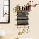 VITVITI Metal Hair Tool Organizer Wall Mount, Hair Dryer Holder with 4 Tier Shelf Basket Hooks, Bathroom Hair Styling Tool Organizer for Curling Iron/Blow Dryer/Straightener, Matte Black by CozyNest Decor