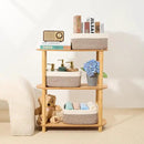 Small Storage Baskets for Organizing | Closet Organizer Bins | Shelf Toy Basket | Woven Rope Baskets | Cube Decorative Box | Shallow Basket | 13x8.5x5.1” | 3 Packs White Brown by CozyNest Decor