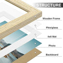 Vittanly 5x7 Picture Frames Set of 9, Shatter Resistant Plexiglass, Display 4x6 Pictures with Mat or 5x7 without Mat, Photo Frames for Wall or Tabletop, Engineered Wood, OAK by CozyNest Decor