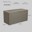 100 Gallon Waterproof Large Resin Deck Box Indoor/Outdoor Lockable Storage Container and Seating for Garden, Pool, and Patio (100 Gallon, Grey) by GreenHaven Gardens