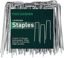 FEED GARDEN 6 Inch 200 Pack Galvanized Landscape Staples 11 Gauge Anti-Rust Garden Stakes Landscaping Fabric SOD Pins Yard Stakes for Christmas Decoration Weed Barrier Fabric by CozyNest Decor