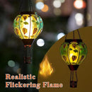 Solar Hot Air Balloon Lantern Flickering Flame, Sky Blue Glass Hot Air Balloon Solar Lantern Outdoor Waterproof, Decorative Hanging Hot Air Balloon Solar Light for Outside Garden Patio Yard by GreenHaven Gardens