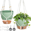 10 Inch Hanging Planters for Indoor Plants, 2 Pack Self Watering Hanging Baskets Flower Pots with Drainage Hole, Visual Reservoir & 2 Kinds of Plant Hanger for Outdoor Garden Home Decor by GreenHaven Gardens