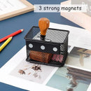 Black Magnetic Basket Set of 2, Refrigerator Basket, Magnetic Baskets Heavy Duty, Magnetic Locker Organizer Holder for Whiteboard Office, 3.42'' × 2.36'' × 2.55'' by CozyNest Decor
