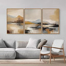 Tinonedraw Beige Mountain Landscape Framed Canvas Wall Art, Abstract Mid Century Modern Wall Decor, Golden Hour Lake Artwork, Neutral Nature Scenery Art Printing for Living Room Bedroom Office 16"x24"x3 by CozyNest Decor