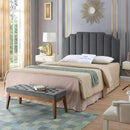 24KF Dark Gray Velvet Tufted Queen Upholstered Headboard, Modern Vertical Channel Design California Queen/Full Headboard with Stepped Silhouette Top Edge,Dark Gray by CozyNest Decor