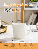 Ceramic Coffee Mugs 15 oz, Large Waffle Embossed Mug Set, Coffee Cups for Latte, Cappuccino, Cocoa, Tea, Mocha, Milk, Housewarming Wedding Present,Microwave & Dishwasher Safe - Set of 4 (White) by CozyNest Decor