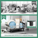 MOUKABAL Dish Drying Rack - Stainless Steel Dish Rack, Dish Racks for Kitchen Counter, Drying Rack Kitchen with Removable Utensil Holder, Drainboard and Glass Organizer (Black) by CozyNest Decor