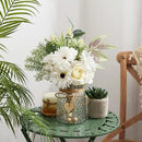 Artificial White Flowers with Vase, Fake Flowers Arrangement for Home Decor, Faux Flowers for Farmhouse Coffee Table Decor, House Kitchen Centerpiece Table Decorations by GreenHaven Gardens