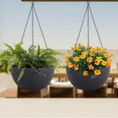 12 inch Large Hanging Planters for Indoor Outdoor Plants, 2 Pack Hanging Flower Pots with Drainage Holes and Chain for Garden Porch Plants, Plastic Hanging Baskets for House Plants, Black by CozyNest Decor