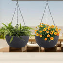 8 inch Small Hanging Planters Plant Pots for Indoor Outdoor Plants, 2 Pack Hanging Flower Pots with Drainage Holes and Chain for Garden Porch, Plastic Hanging Baskets for House Plants, Black by GreenHaven Gardens