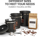 Coffee Canister Set 16 + 22 + 38 oz with Window, Airtight Stainless Steel Kitchen Food Storage Container with Date Tracker and Scoop for Grounds Coffee, Beans, Tea, Flour, Cereal, Sugar, Black by CozyNest Decor