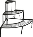 DOEWORKS 3 Tier Plant Stand Flower Pot Rack, Quarter Round Plant Corner Shelf Planters Display Holder orchid shelves for Indoor Outdoor Use, Black by GreenHaven Gardens