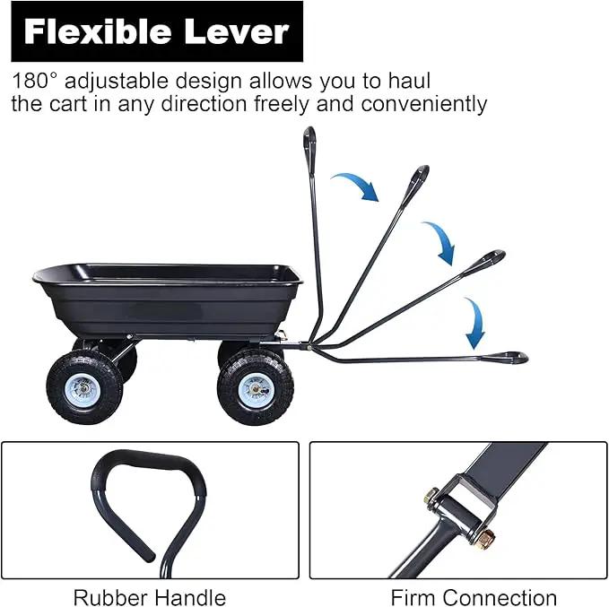 AAIN 600 Lbs Poly Garden Dump Cart,Camping Beach Wagon with 180° Rotating Handle and 10"Pneumatic Tires,Practical Heavy Duty Yard carts and Wagons,Quick Release Utility Wheel Barrow Trolley,Green A078, photo 2 of 7