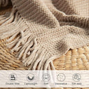 lifein Throw Blanket for Couch, Soft Boho Decor Bed Throw,Cozy Beige Knitted Chenille Small Farmhouse Lightweight Throw for Spring(Beige,60 * 80") by CozyNest Decor