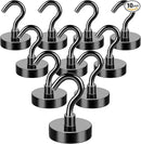 MIKEDE Magnetic Hooks, 40Lbs Strong Neodymium Black Magnet Hook for Hanging, Heavy Duty Magnetic Hooks Classroom Must Have, Magnet with Hooks for Home, Kitchen, Workplace, School - Pack of 10 by CozyNest Decor