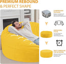 6FT Bean Bag Chair, Large Bean Bag Chairs with Memory Foam Filled, Fluffy Beanbag Sofa with Dutch Velvet Cover, Round BeanBag Chairs for Living Room, Playroom - Lemon by TinyTreasures Baby Boutique