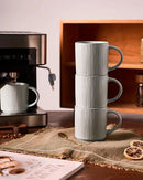 famiware Coffee Mug Set for 6, Star 12 oz Catering Mugs Cup Set with Handle for Coffee, Tea, Cocoa, Milk - Ceramic Stoneware Drinkware Set, Matte Grey by CozyNest Decor