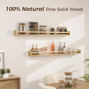 Fun Memories Nursery Book Shelves - Rustic Natural Solid Wood Floating Bookshelf for Kids - Wall Book Shelves for Kids Room (Natural, 48inch - 2P) by TinyTreasures Baby Boutique