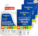 Natural Laundry Detergent for Sensitive Skin | Eco Friendly, Plant Based, Baby Clothes Safe | Clean & Easy Powder to Liquid, 3 Pack Detergent + 1 Refillable Jug | Signature Scent 150 Loads by TinyTreasures Baby Boutique