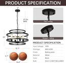 4-Light Black Chandelier for Dining Room, 19.7" Modern Farmhouse Pendant Light with Geometric Metal Frame, Industrial Flush Mount Ceiling Light for Living Room, Bedroom, Kitchen Island, Hallway, Foyer by CozyNest Decor